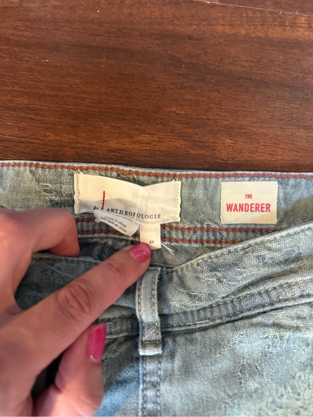 Anthropologie The Wanderer Burnout Print Denim size 27 - Picture 4 of 6